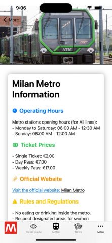 Milan Subway Map для iOS — скриншот 5