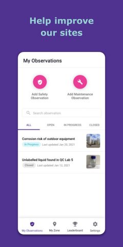 MySite Observation Reporting для Android — скриншот 1