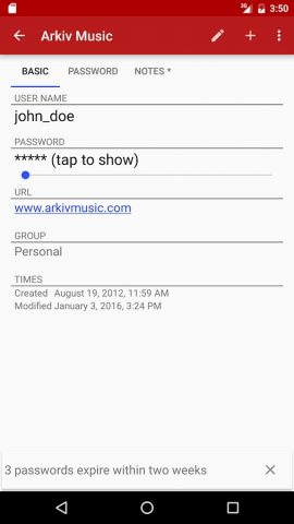 PasswdSafe — Password Safe для Android — скриншот 4