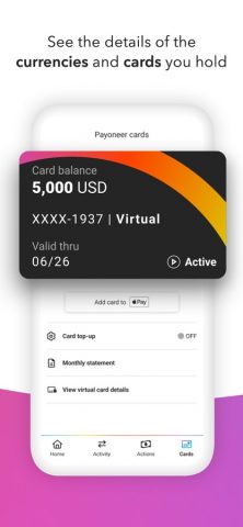 Payoneer для iOS — скриншот 3