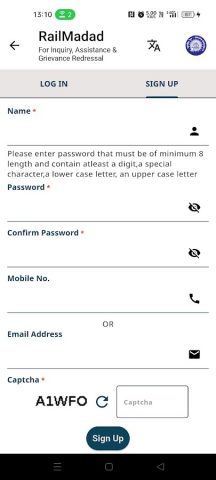RailMadad для Android — скриншот 2