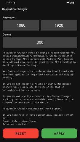 Resolution Changer — Uses ADB для Android — скриншот 1