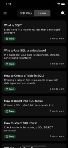 SQL Play — Learn SQL для iOS — скриншот 4