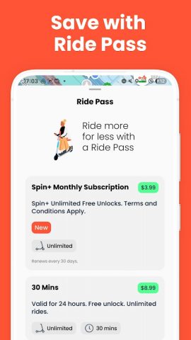 Spin — Electric Scooters для Android — скриншот 2