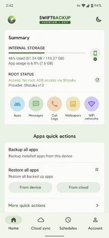 Swift Backup для Android — скриншот 1