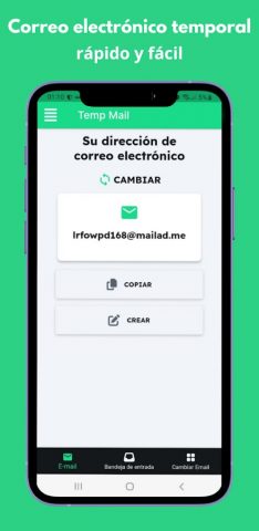 Temp Mail — Correo temporal для Android — скриншот 1
