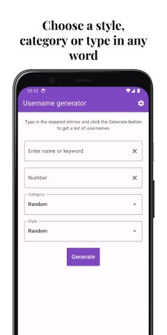 Username generator для Android — скриншот 1