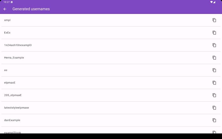 Username generator для Android — скриншот 3