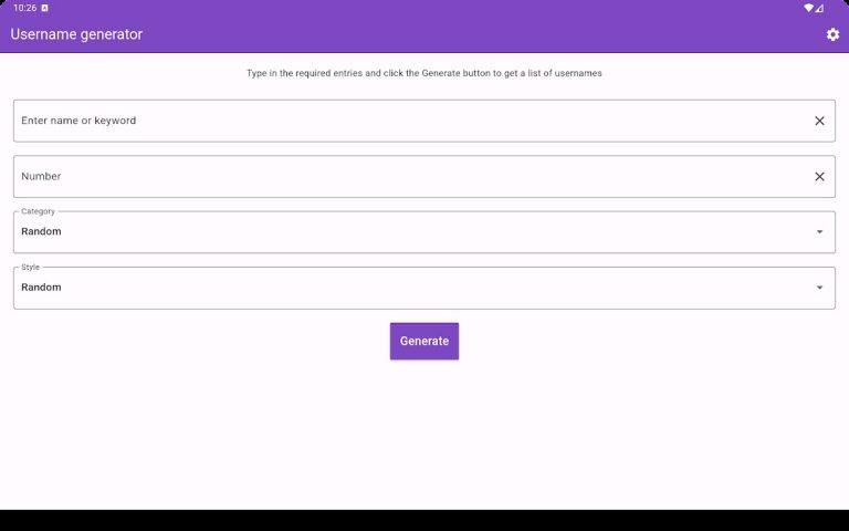 Username generator для Android — скриншот 4