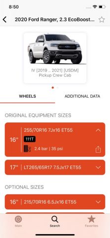 Wheel Size для iOS — скриншот 5