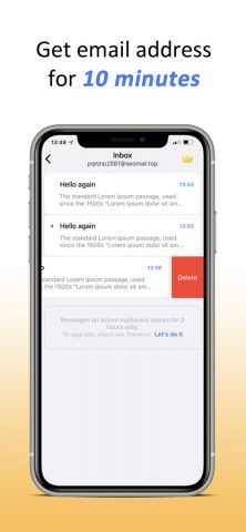 10 Minute — Temp Mail Address для iOS — скриншот 1