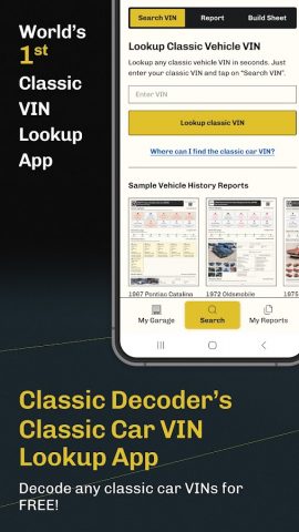Classic Car VIN Lookup для Android — скриншот 1
