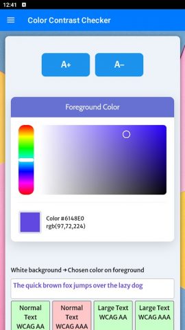 Color Contrast Checker для Android — скриншот 1