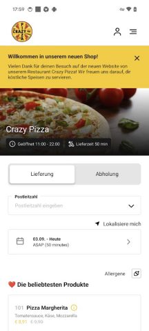 Crazy Pizza Wien для Android — скриншот 1