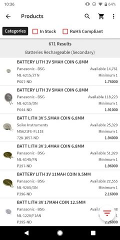 DigiKey для Android — скриншот 3