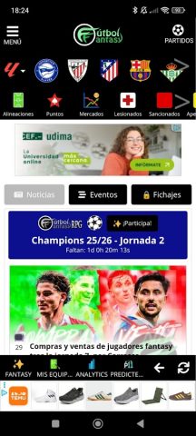 Fútbol Fantasy для Android — скриншот 1