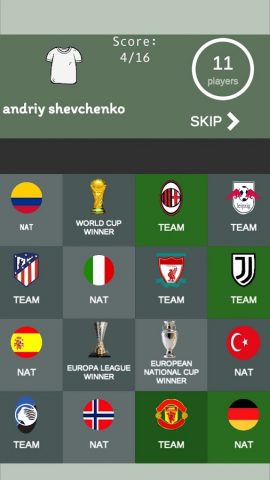 Football bingo quiz для Android — скриншот 1
