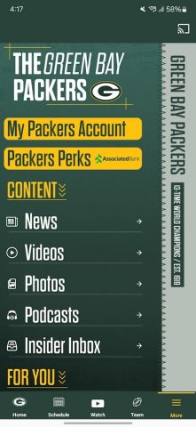 Green Bay Packers для Android — скриншот 1