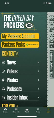 Green Bay Packers для iOS — скриншот 1