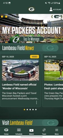 Green Bay Packers для Android — скриншот 2