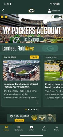 Green Bay Packers для iOS — скриншот 3