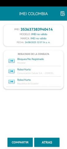 IMEI COLOMBIA для Android — скриншот 1