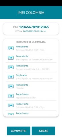IMEI COLOMBIA для Android — скриншот 2