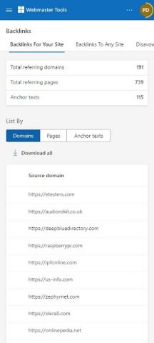 Microsoft Bing Webmaster Tools для Android — скриншот 4