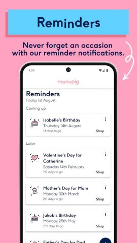 Moonpig Birthday Cards & Gifts для Android — скриншот 3