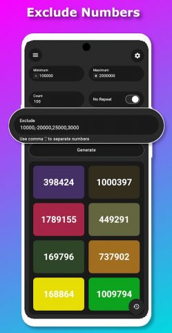 Random Number Generator для Android — скриншот 3