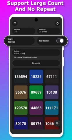 Random Number Generator для Android — скриншот 4