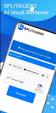 Splitaudio — Vocal Remover для Android — скриншот 1