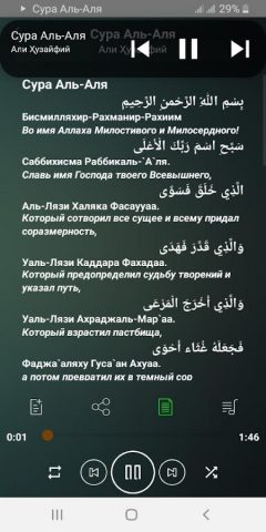 Сура Аль-Аля аудио и текст для Android — скриншот 2