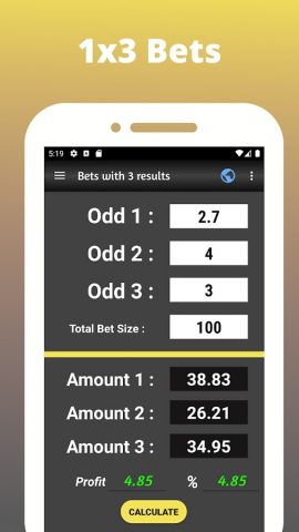 Sure Bet Kалькулятор для Android — скриншот 4