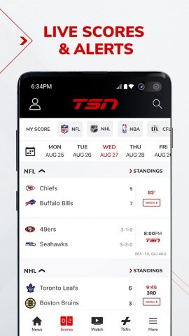 TSN: NFL, NHL, NBA, CFL & more для Android — скриншот 5