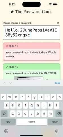 The Password Game * для iOS — скриншот 1
