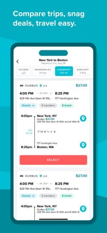 Wanderu: Bus & Train Tickets для iOS — скриншот 5