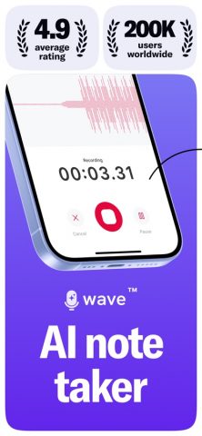 Wave AI Note Taker & Recorder для iOS — скриншот 1