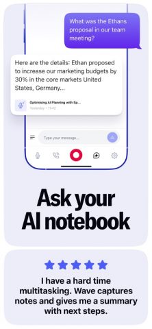 Wave AI Note Taker & Recorder для iOS — скриншот 3