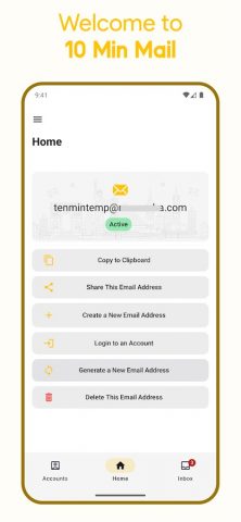 10 Min Mail — Temporary Email для Android — скриншот 1
