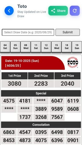 4D Live Draw Result для Android — скриншот 2