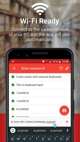 Barcode to PC: Wi-Fi scanner для Android — скриншот 2