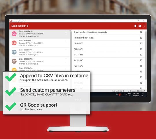 Barcode to PC: Wi-Fi scanner для Android — скриншот 4