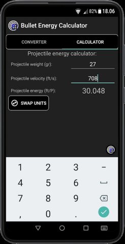 Bullet Energy Calculator для Android — скриншот 2
