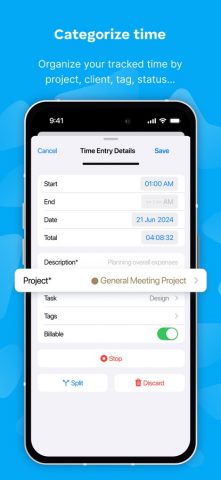Clockify Time Tracker для iOS — скриншот 3