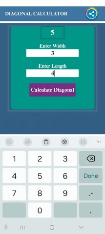 Diagonal Calculator для Android — скриншот 2