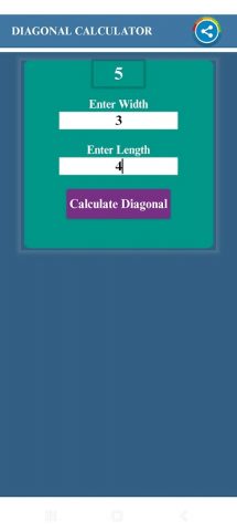 Diagonal Calculator для Android — скриншот 3