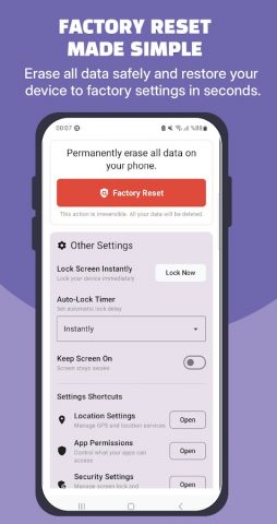 Factory Reset-Format Phone для Android — скриншот 1