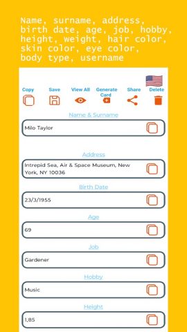 Fake Name Generator 2025 для Android — скриншот 2