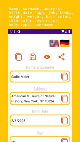 Fake Name Generator 2025 для Android — скриншот 5